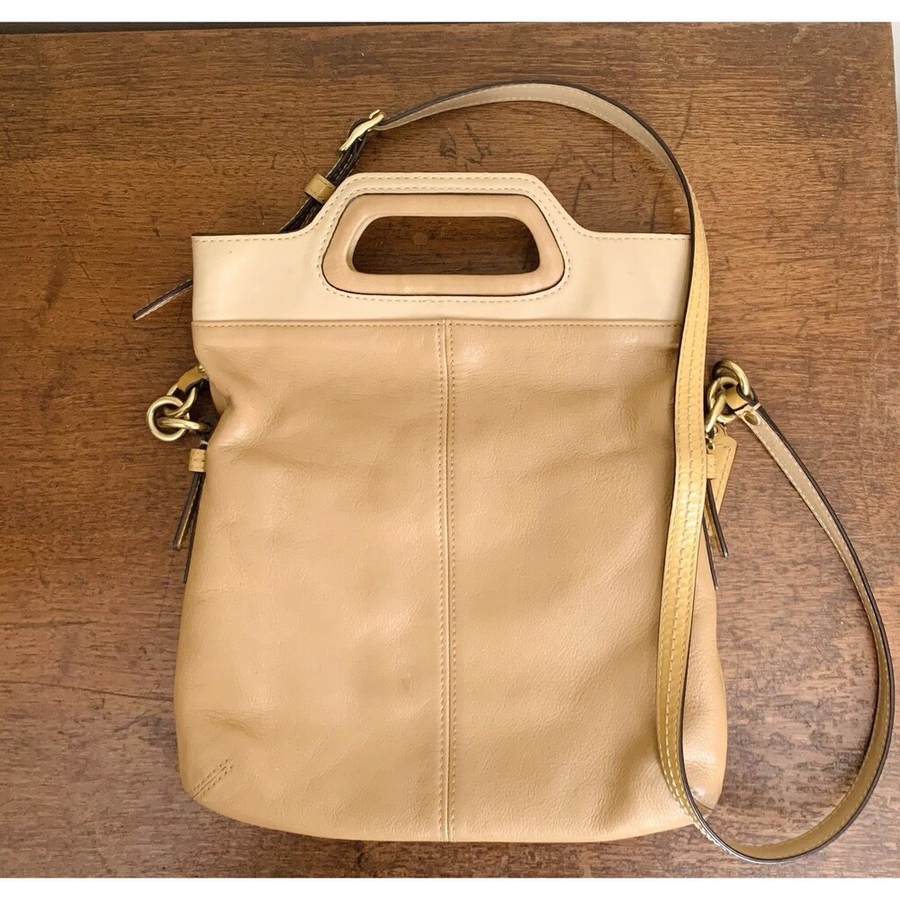 COACH 13388 Pristine! Bonnie Cashin Vintage tan two-tone leather foldover bag - Picture 9 of 9